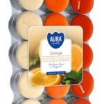 Aura Bispol Orange vonné čajové sviečky 30ks