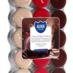 Aura Bispol Chocolate Cherry vonné čajové sviečky 30ks
