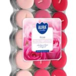 Aura Bispol Rose vonné čajové sviečky 30ks
