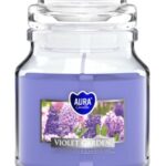 Aura Bispol Violet Garden vonná sviečka s vrchnákom120g