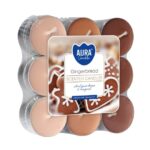 Aura Bispol Gingerbread vonné čajové sviečky 18 ks – sladká a korenistá vôňa perníka