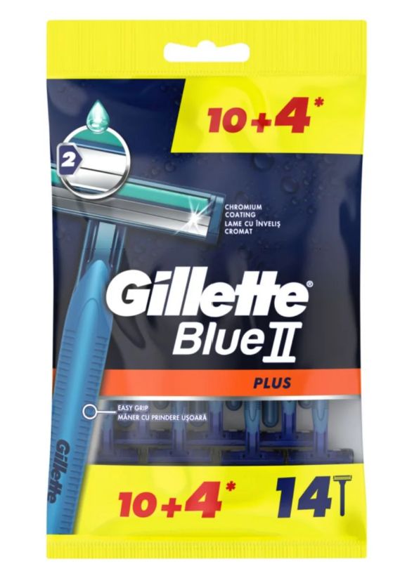Gillette Blue 2 (Blue2) Plus strojček na holenie 14ks Gillette Blue 2 Plus strojček na holenie 14 ks – spoľahlivé každodenné oholenie – Obrázok 1