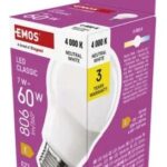 LED žiarovka Classic A60 / E27 / 7 W (60 W) / 806 lm / Neutrálna biela
