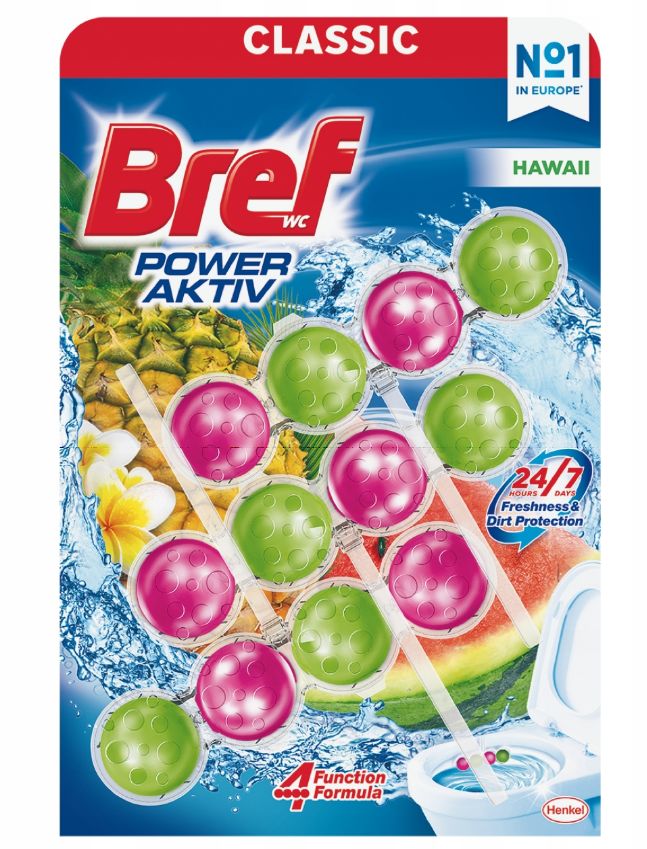 Bref Power Aktiv WC blok Hawai 3x50g Bref Power Aktiv WC blok Hawai 3x50g – Obrázok 1