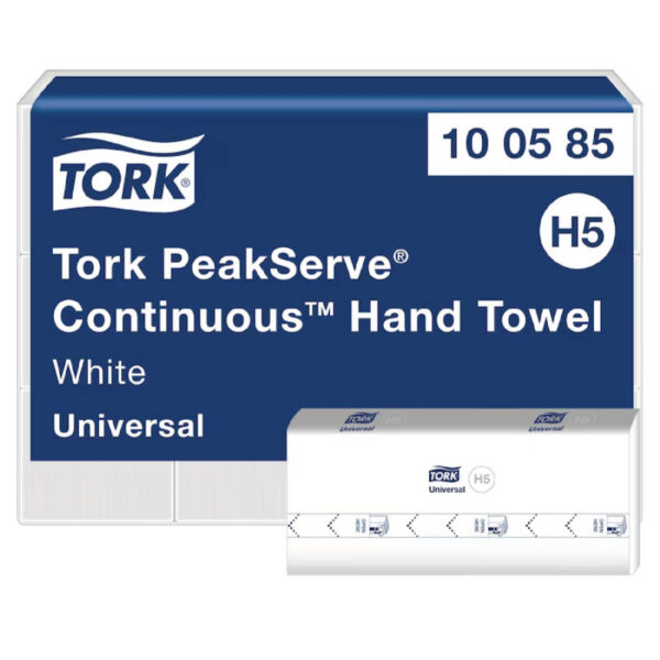 Tork PeakServe® nadväzujúce papierové utierky na ruky biele H5 1-vr, 12 x 410 útržkov