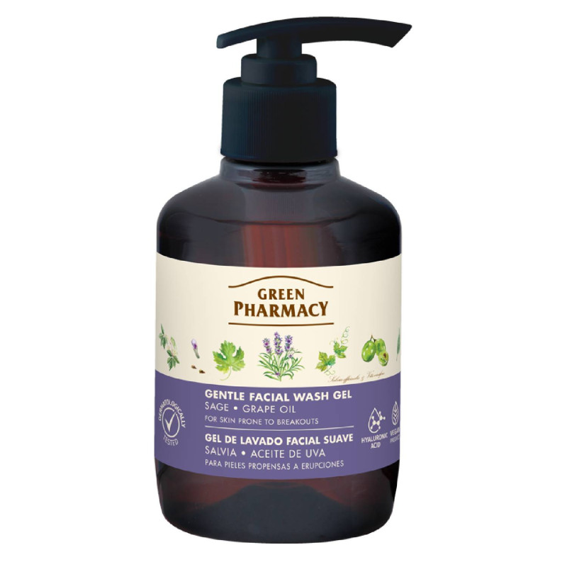 Green Pharmacy Jemný čistiaci gél na tvár 270ml - Šalvia a olej z hroznových semienok Green Pharmacy Jemný čistiaci gél na tvár 270ml - Šalvia a olej z hroznových semienok – Obrázok 1