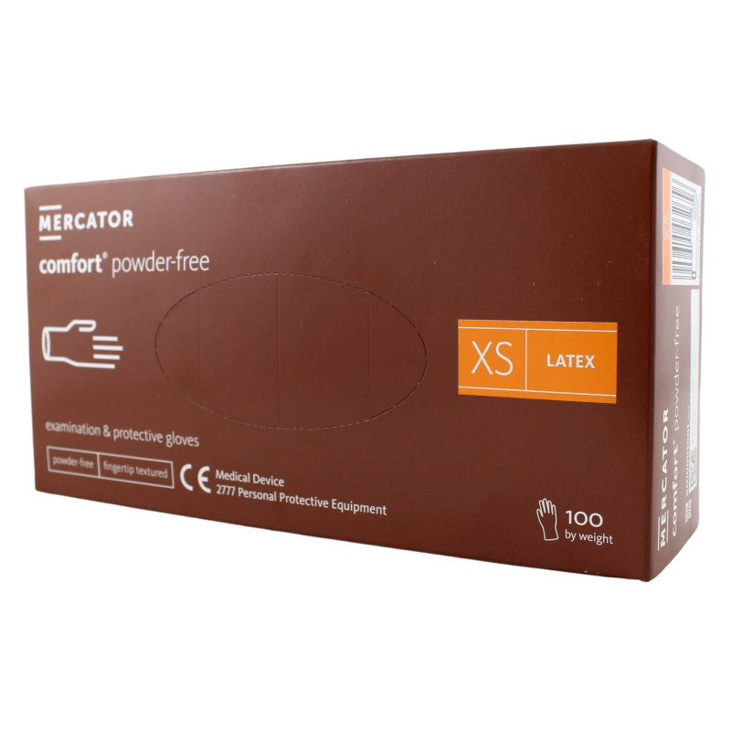 Latexové rukavice MERCATOR COMFORT nepúdrované XS 100ks Latexové rukavice MERCATOR COMFORT nepúdrované XS 100ks – Obrázok 1