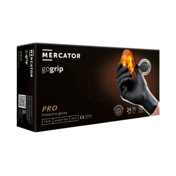 Nitrilové ochranné rukavice čierne Mercator gogrip PRO – XXL 50ks