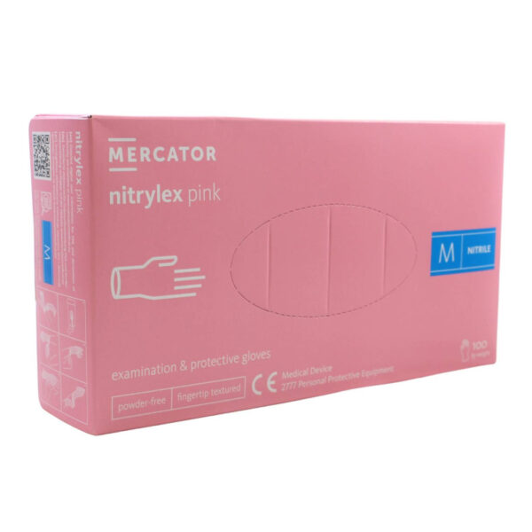 Nitrilové rukavice jednorázové MERCATOR nitrylex - ružové M 100ks