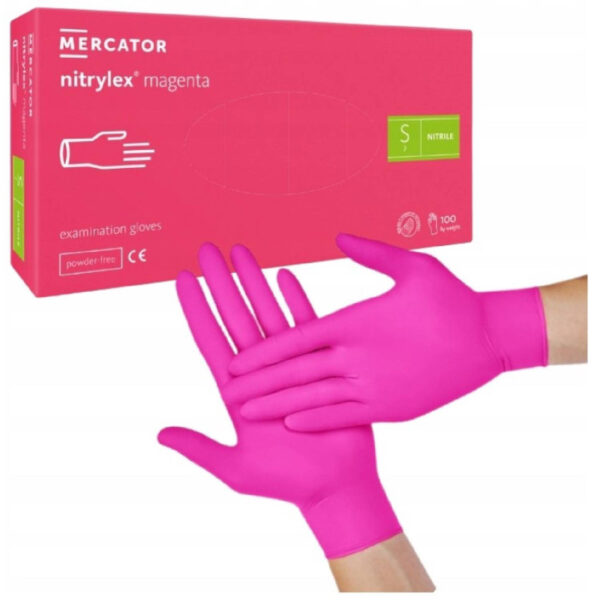 Nitrilové rukavice jednorázové MERCATOR nitrylex magenta S 100ks