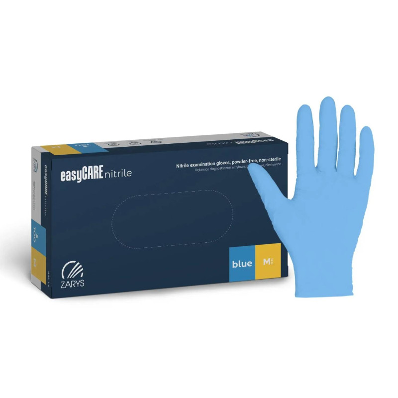 Nitrilové rukavice jednorázové easyCARE - modré M 100ks Nitrilové rukavice jednorázové easyCARE - modré M 100ks – Obrázok 1