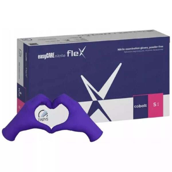 Nitrilové rukavice jednorázové easyCARE FLEX – kobaltová S 100ks