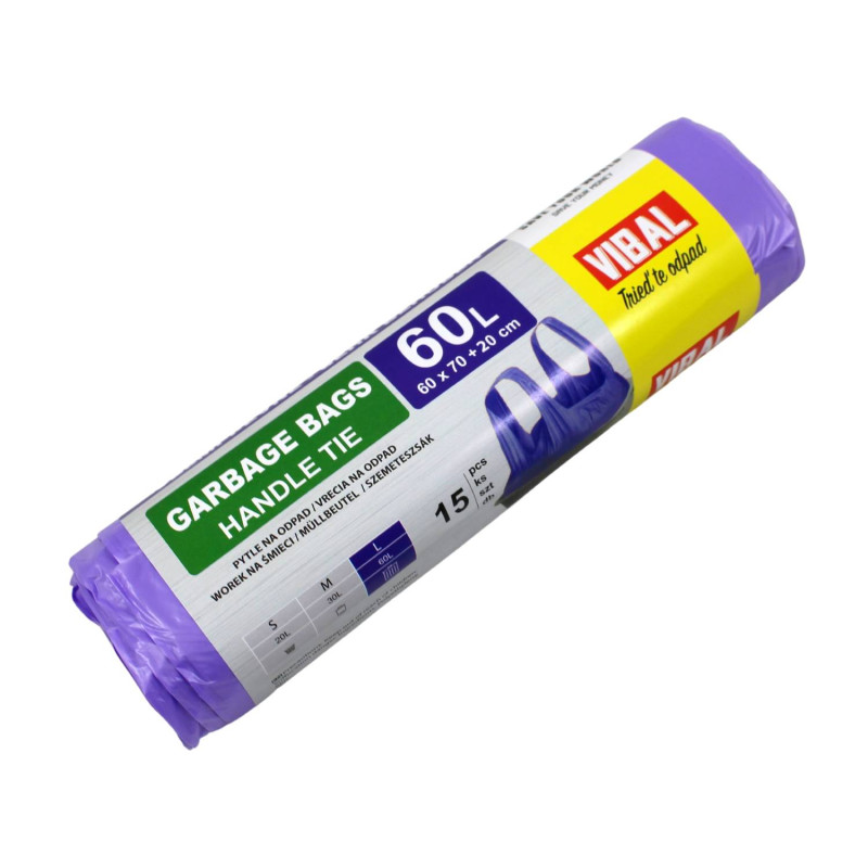HDPE vrecia s uchom fialové 600x700/15 mic 60 L 15 ks HDPE vrecia s uchom fialové 600x700/15 mic 60 L 15 ks – Obrázok 1