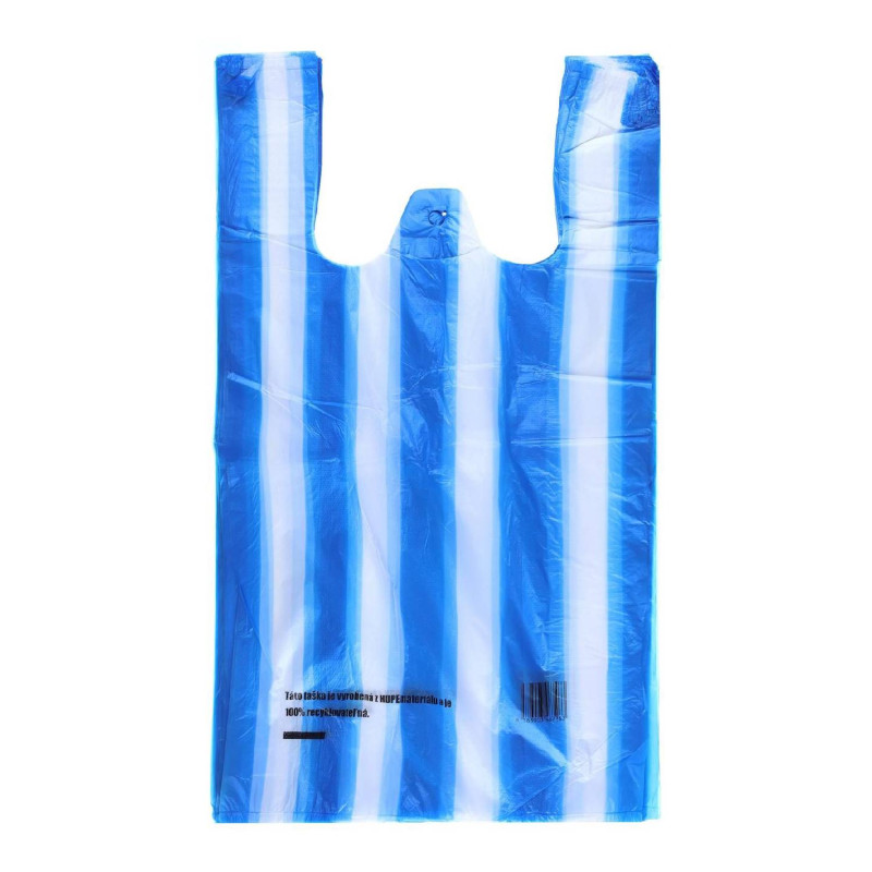 HDPE taška 10kg 30+18x55/100ks pruhovaná modrá HDPE taška 10kg 30+18x55/100ks pruhovaná modrá – Obrázok 1