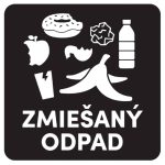 Samolepka/nálepka/označenie na separovaný odpad – ZMIEŠANÝ ODPAD, 15 x 15 cm