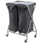 Vozík na bielizeň chrom, 2 x 100L PVC vrece