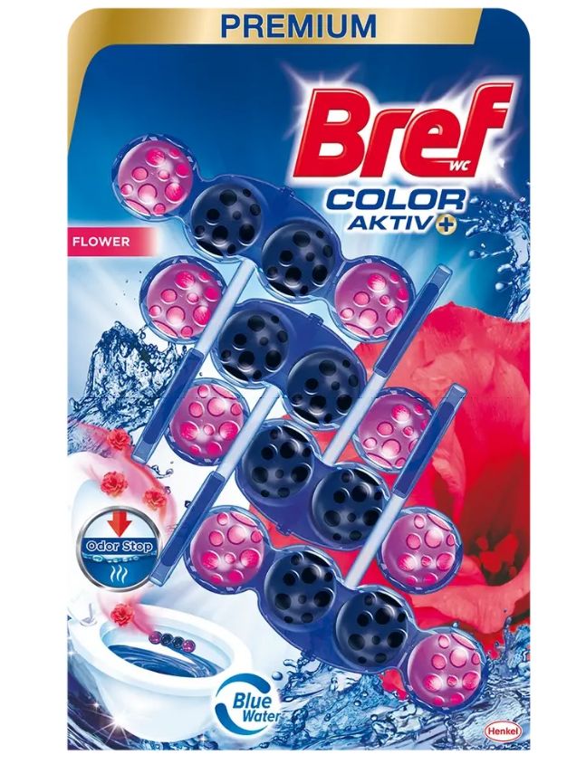 Bref Color Aktiv WC blok Flowers 4x50g Bref Color Aktiv WC blok Flowers 4x50g – Obrázok 1