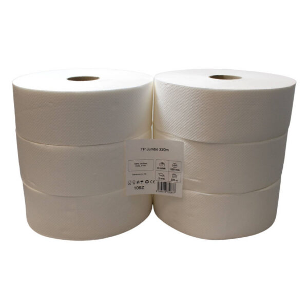 Toaletný papier JUMBO SOFT Ø 26 cm, 2 vrst., 220 m - 6ks