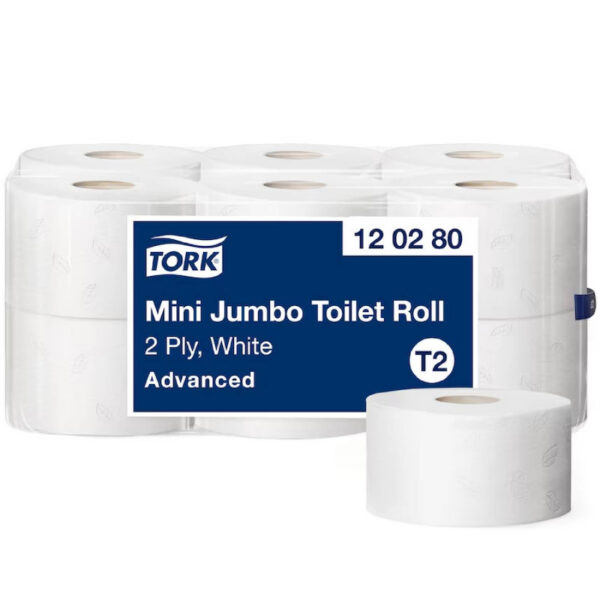 Tork Mini Jumbo toaletný papier 170m, biely T2 – 12ks