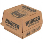 Burger Box hnedý 1-dielny s potlačou 130x130x110 mm - 50ks