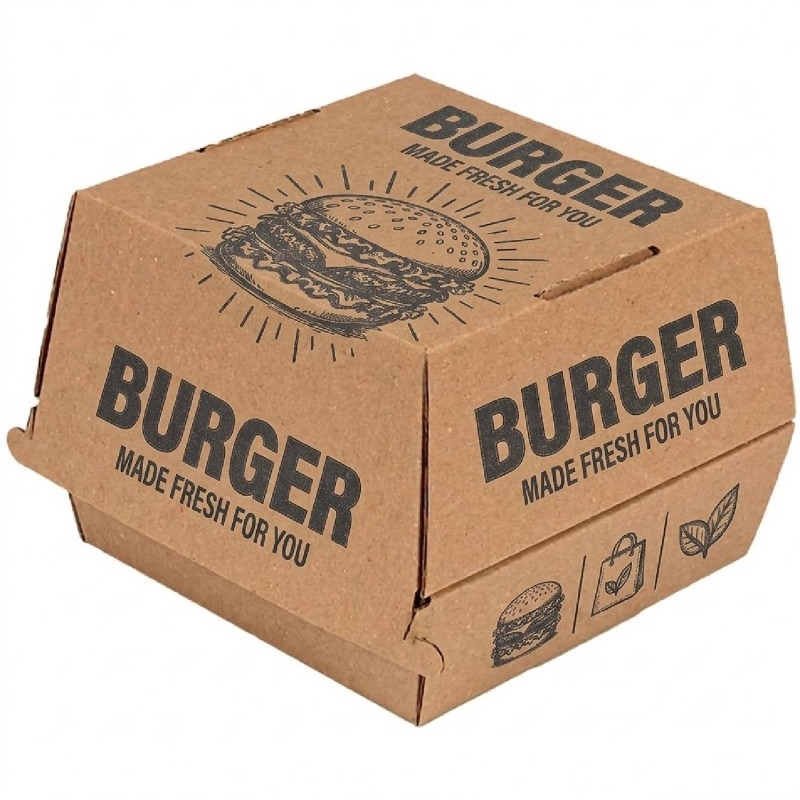 Burger Box hnedý 1-dielny s potlačou 130x130x110 mm - 50ks Burger Box hnedý 1-dielny s potlačou 130x130x110 mm - 50ks – Obrázok 1