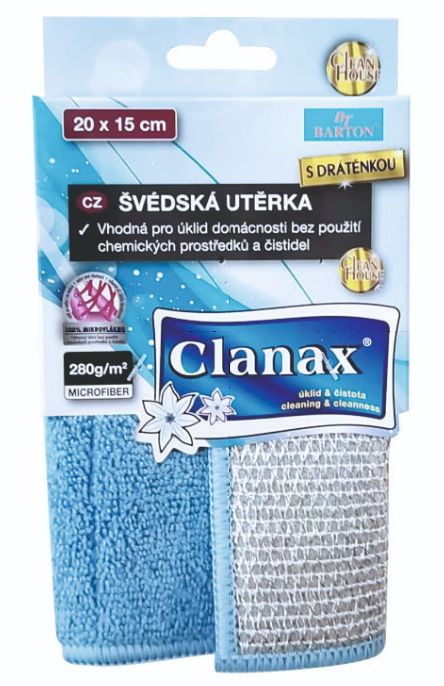 Clanax švédska utierka s drôtenkou 20x15cm 280g 1ks Clanax švédska utierka s drôtenkou 20x15cm 280g 1ks – Obrázok 1