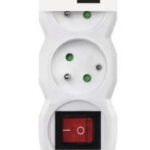 Predlžovací kábel 2m / 3 zásuvky / s vypínačom / biely / PVC / 1 mm2